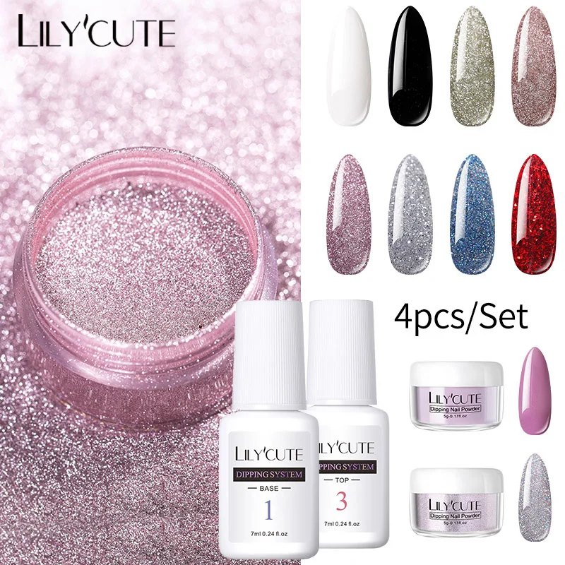 Сиреневая цветная пудра для ногтей LILYCUTE набор блесток градиентная французская