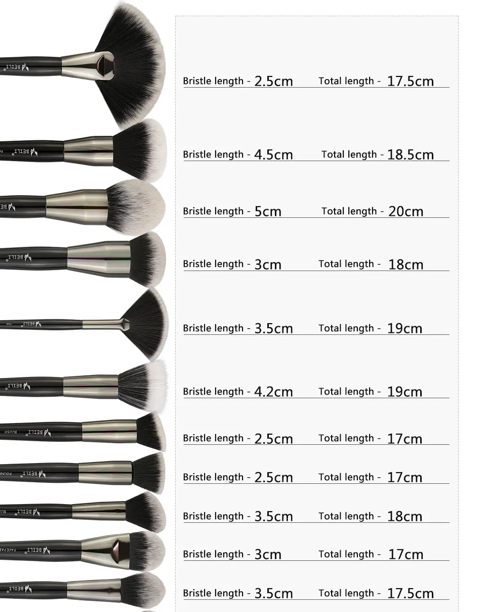 BEILI Hitam 35 Buah Profesional Alami Makeup Brushes Set ...