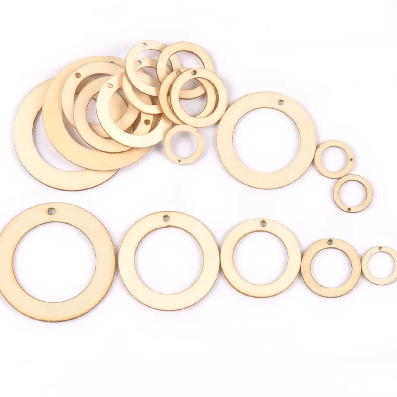 50pcs2030405060mmUnfinishedWoodSlicesCircleringPendants