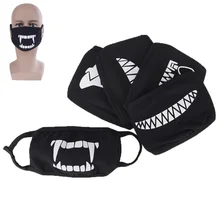Унисекс черный хлопок Пылезащитная маска для лица мультфильм Kpop женщин мужчин муфельные Милые Маски со ртом для лица