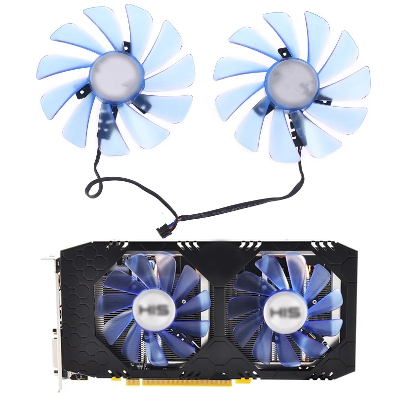 2pcs 95mm Alternative FDC10U12S9-C CF1010U12S GPU Fan For XFX RX580 RX590 HIS RX580 IceQ RX570 Graphics Card Cooling fan