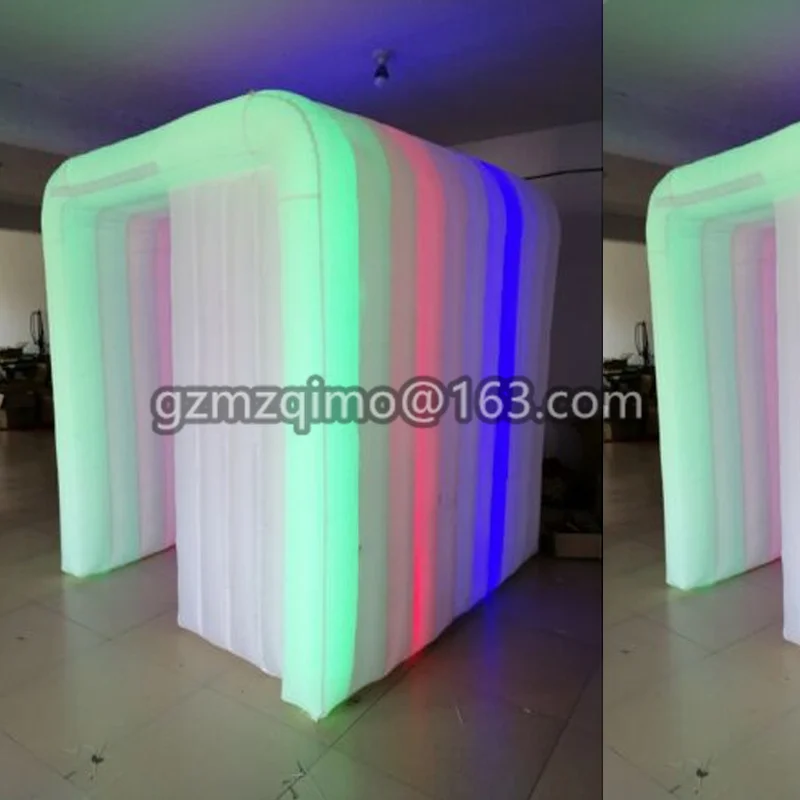Цвет изменения светодиодный освещение портативный надувной photo booth воздуха Стенд с светодиодный полоски вокруг и воздушный вентилятор
