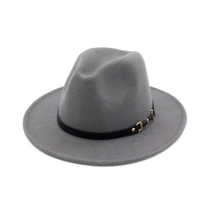 Фетровая шляпка шерстяная Шапки с поясом Для женщин Винтаж шляпы Трилби шерстяная шляпа теплая джаз шапка Femme feutre шляпа Панама H4