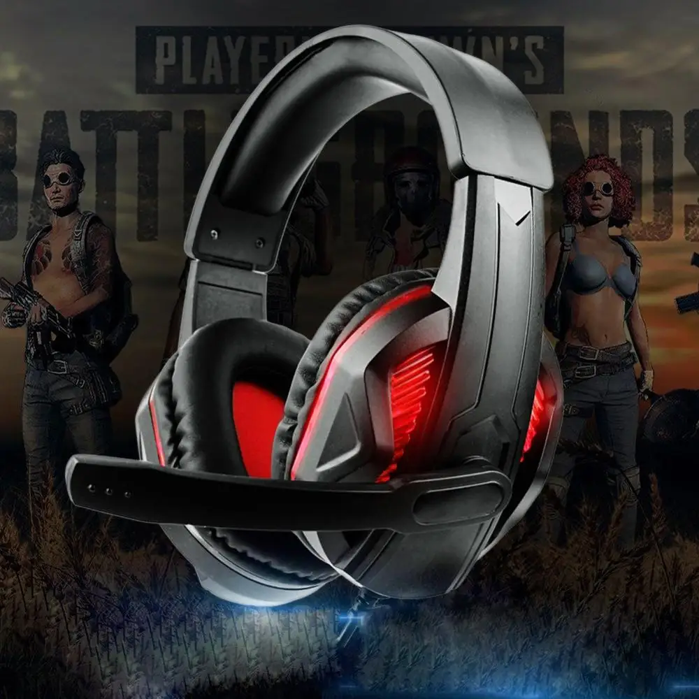 Gaming Headphones Wired Gamer Headset Stereo Sound Over Ear Earphone with Mic and LED Light for PC Laptop PS4 Computer USB