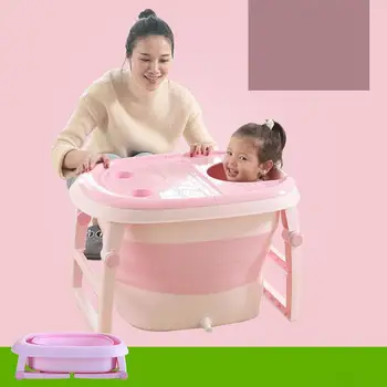 

Foldable Baby Pools Inflatable Bath Tub for Kids Collapsible Plastic Sauna Tank with Ladder Lid Holder Warm Keeping Design