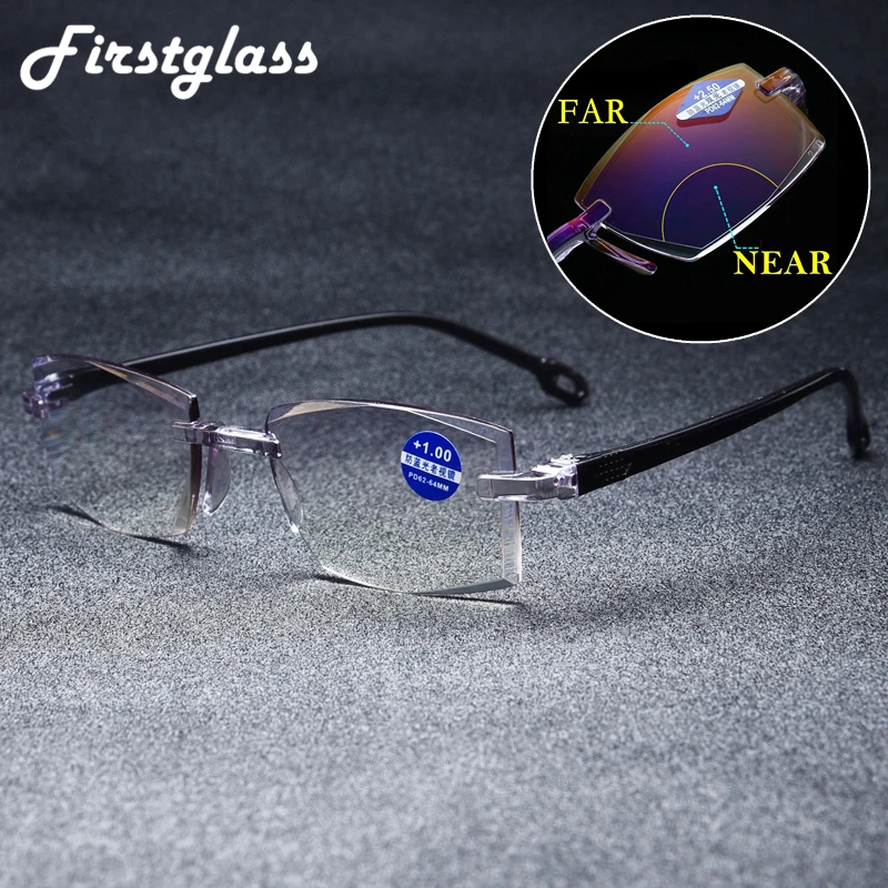 Diamond Cutting Reading Glasses 2021 New Rimless Bifocal Pc AliExpress