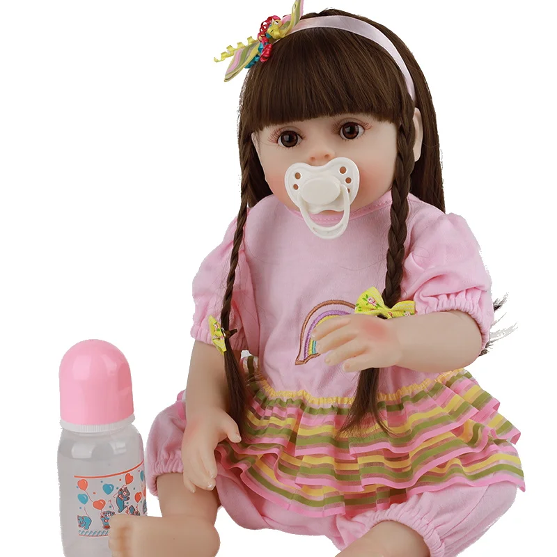 

Reborn Toddler Girl Pink Princess Baty Toy 48cm Baby Doll Very Soft Full Body Silicone Girl Doll For Chidren Birthday Best Gifts