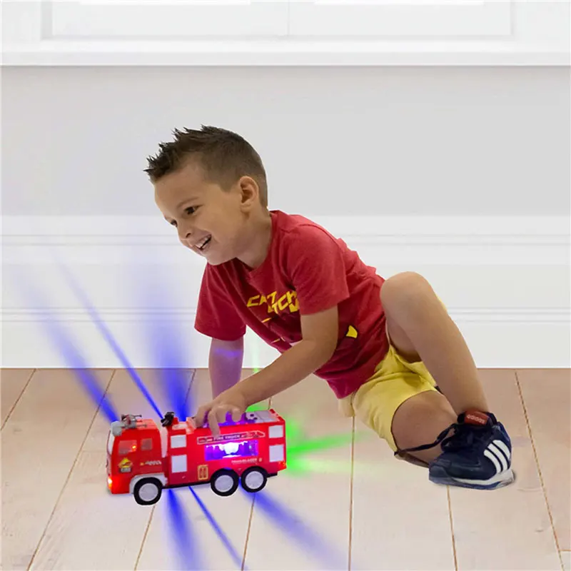 

Electric Fire Truck Car Toys Party Light Music Car Universal 360 Degree Rotating Car Racing with LED flashing lights kids Gifts