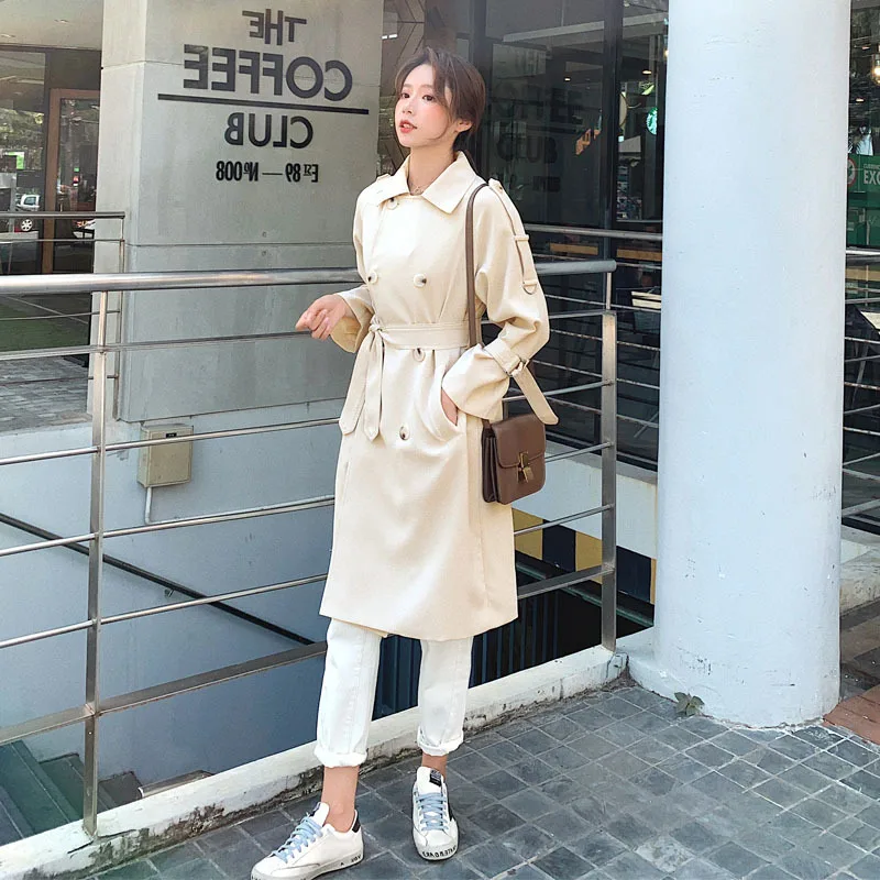 

Photo Shoot 2020 New Style Spring Trench Coat Women's Mid-length British Style Coat Women's Oversize Korean-style Loose-Fit