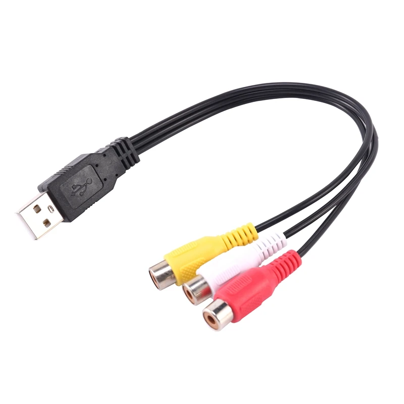 Adaptador Usb macho A 3 Rca hembra, convertidor de Audio y vídeo Av Usb A Rca Hdtv Tv, Cable de televisión, 1 ud.| - AliExpress