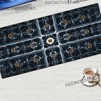 

XGZ Large Mouse Pad Exquisite Lock Edge HD Black Cool Square Matrix Computer Table Mat Natural Rubber Non-slip Stripe Bottom