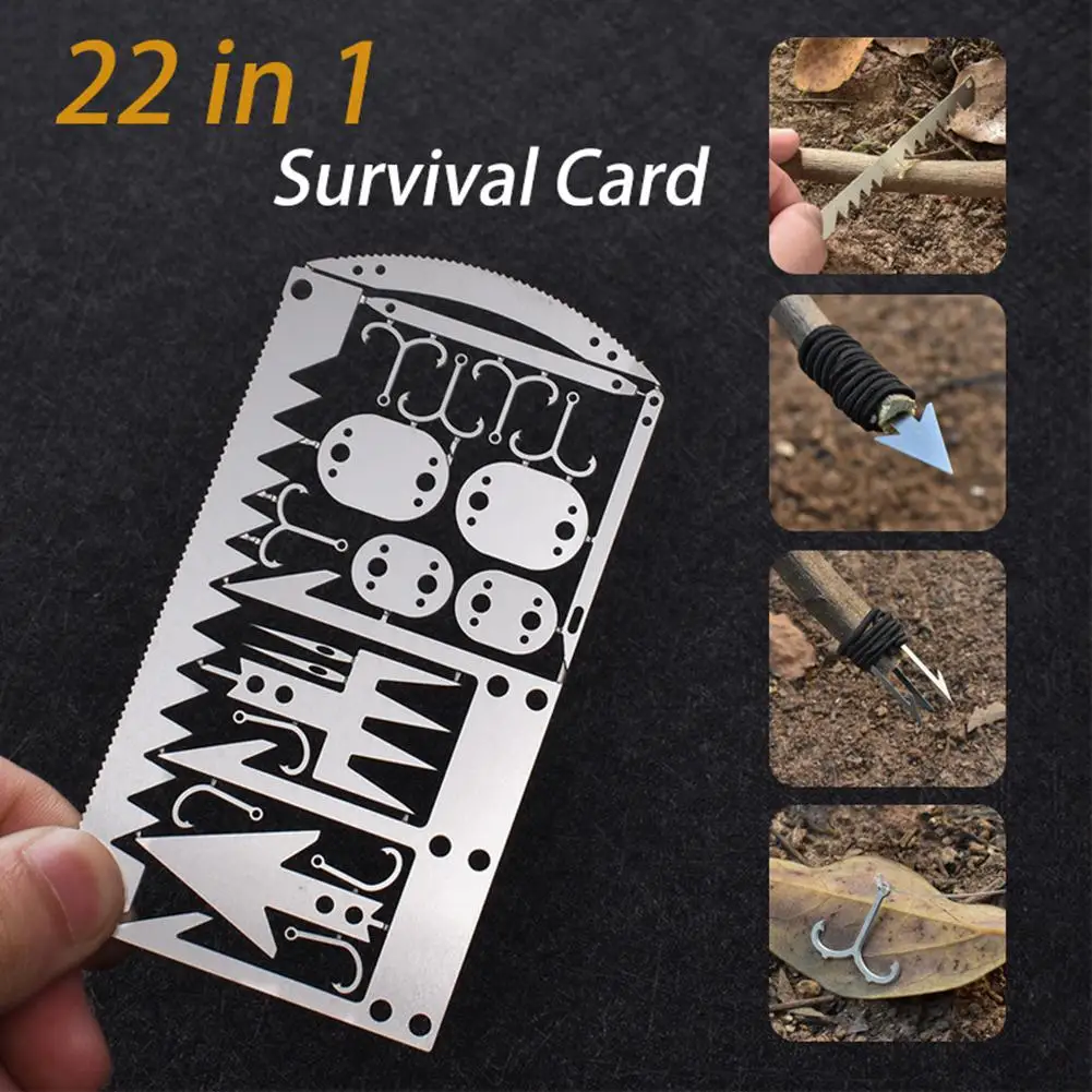 DishyKooker Outdoor Camping Supplies Multi-function Survive Tool Fishing Hook Card Portable Tool Car 20 in 1