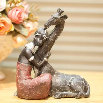 

African Ornaments Retro Resin Figurine Model Home Decoration Accessories