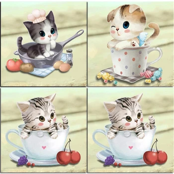 

5D DIY Diamond Embroidery Cat Diamond Painting Cartoon Cross Stitch Handmade Full Square/Round Drill Gift Home Decor