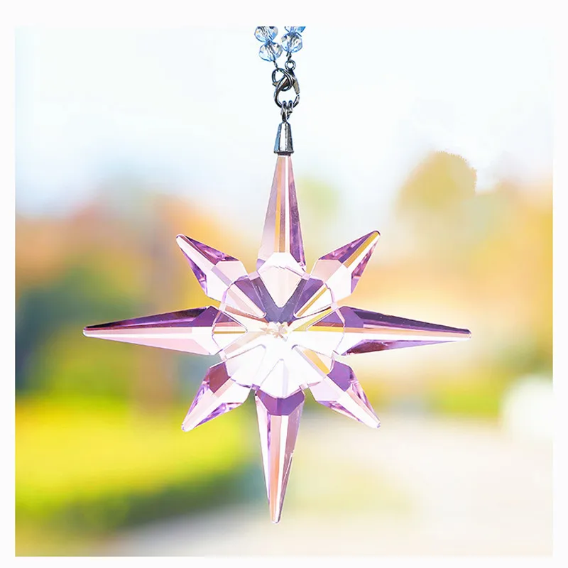 Pink Новинка 105*220 мм Diy k9 кристалл красивая снежинка висячие орнамент Разноцветные кристаллы сад Ловец солнечных лучей Рождественская елка украшение - Цвет: Pink