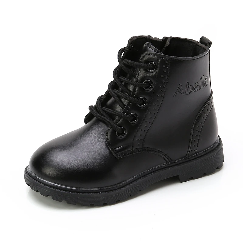 Conectado granizo Abundante Botas de tendencia para niños y niñas, botines clásicos de cuero negro,  talla 21 37, botas de tendencia atadas a la cruz, otoño suave|Botas| -  AliExpress