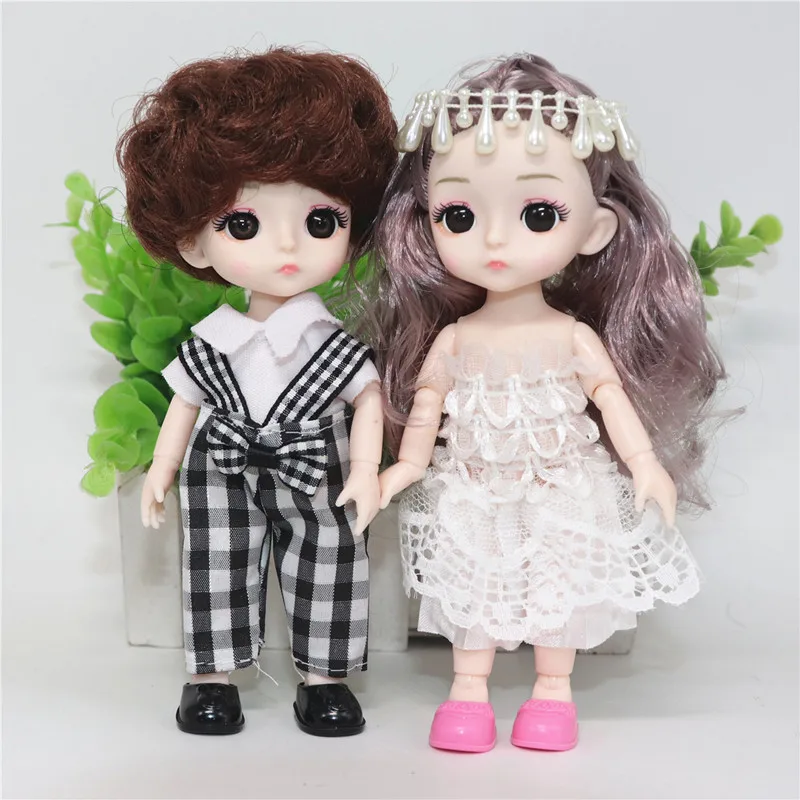 

Fashionable 16 Cm Dolls Movable Joint 1/12 Mini Doll 3D Big Eyes BJD Baby Fashion Clothes Can Be Dress Up Boy and Girl Toy Gift