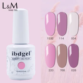 

ibdgel Nail Gel Polish 6pcs/lot Hight quality gel Varnish Nail UV/LED Soak off Nude Pink color15ML gel polish nail long-lasting