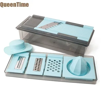 

QueenTime 7in1 Fruit Vegetable Slicer Potato Carrot Cutter Grater Grinder Orange Lemon Juice Squeezer Salad Maker Kitchen Tools