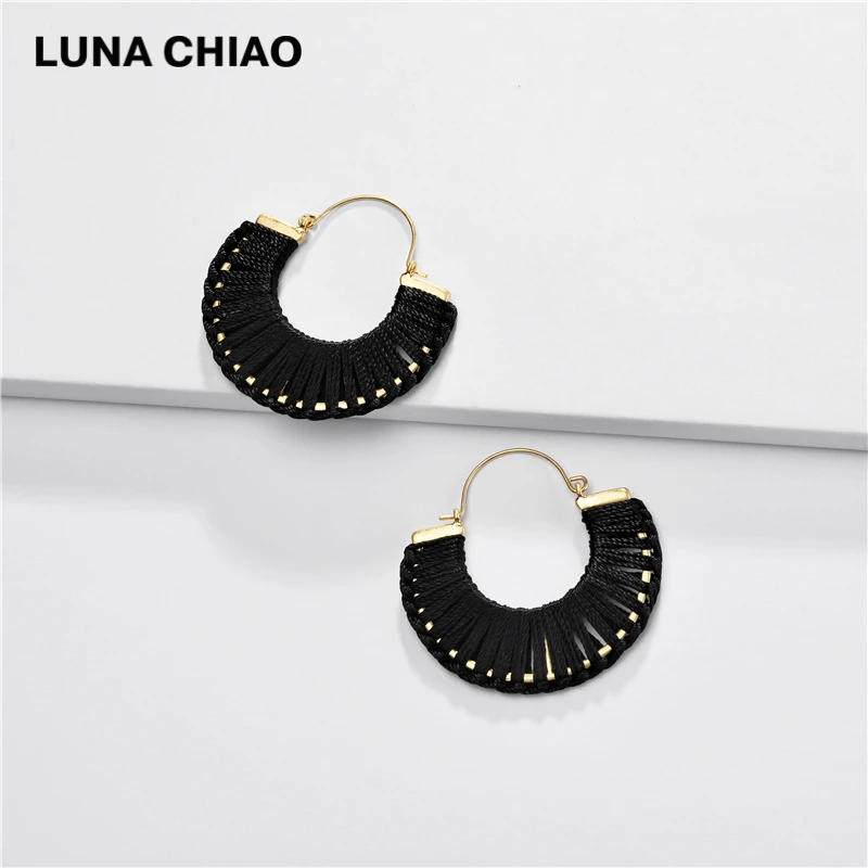 LUNA CHIAO, модные ювелирные изделия в стиле бохо, шикарный стиль, металлические серьги-кольца, женские серьги - Окраска металла: Black