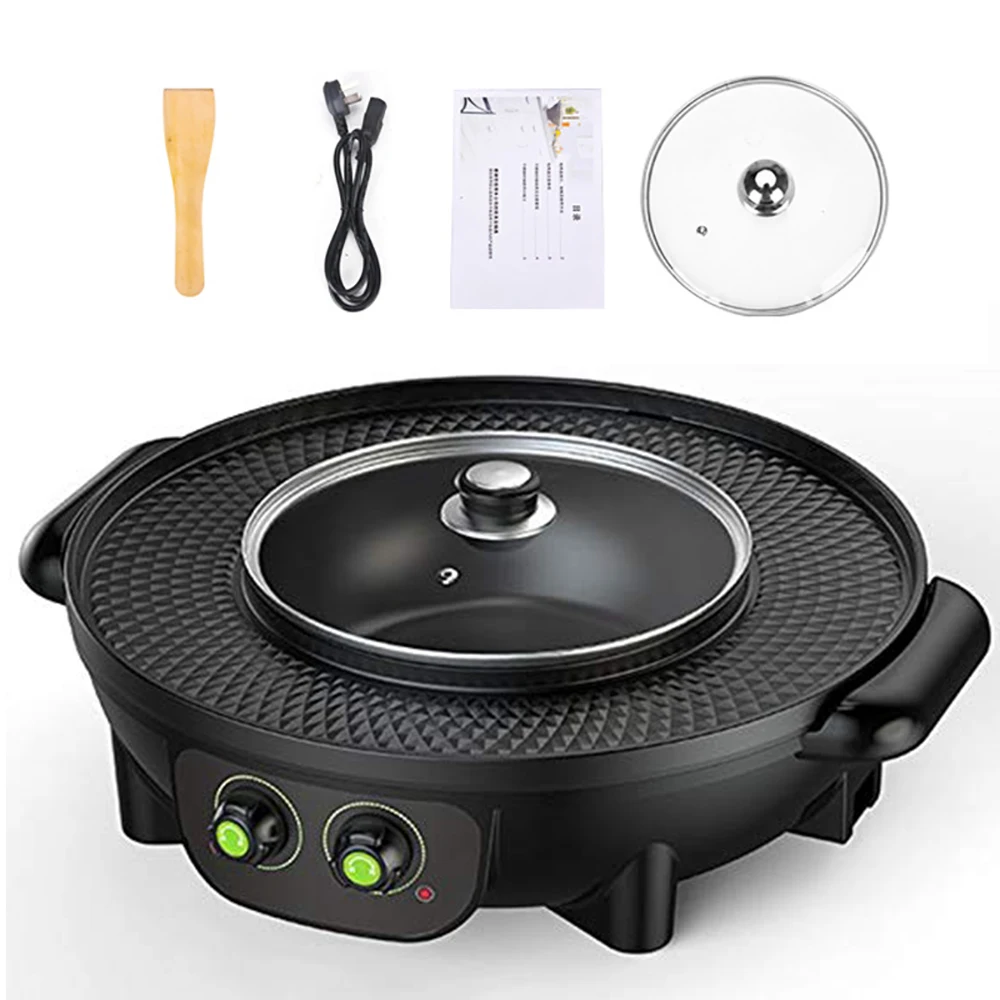 

Drop Ship Korean Barbecue Hot Pot Dual Pot Built-in Cooking Pot Electric Hot Pot Electric Barbecue Electric Baking Mould