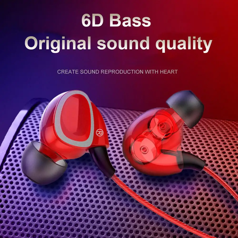 

2019 HIFI Headphone InEar Dual Dynamic Earphone Stereo Sport Headset With Mic 3.5MM Headset For laptop Mobile Phone #807