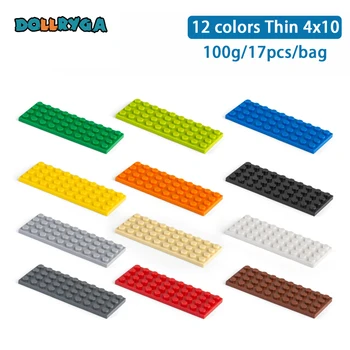 

Dollrgya 4x10 DIY Building Blocks Figures Thin Educational Creative Size Compatible With logo Plastic Toys for Children 17pcs