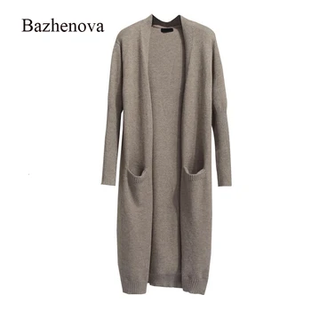 

Bazhenova Women Open Stitch Sweater Woman Loose All-match Knitting Long Sweaters Girls Elegant Large Size Winter Tops R208