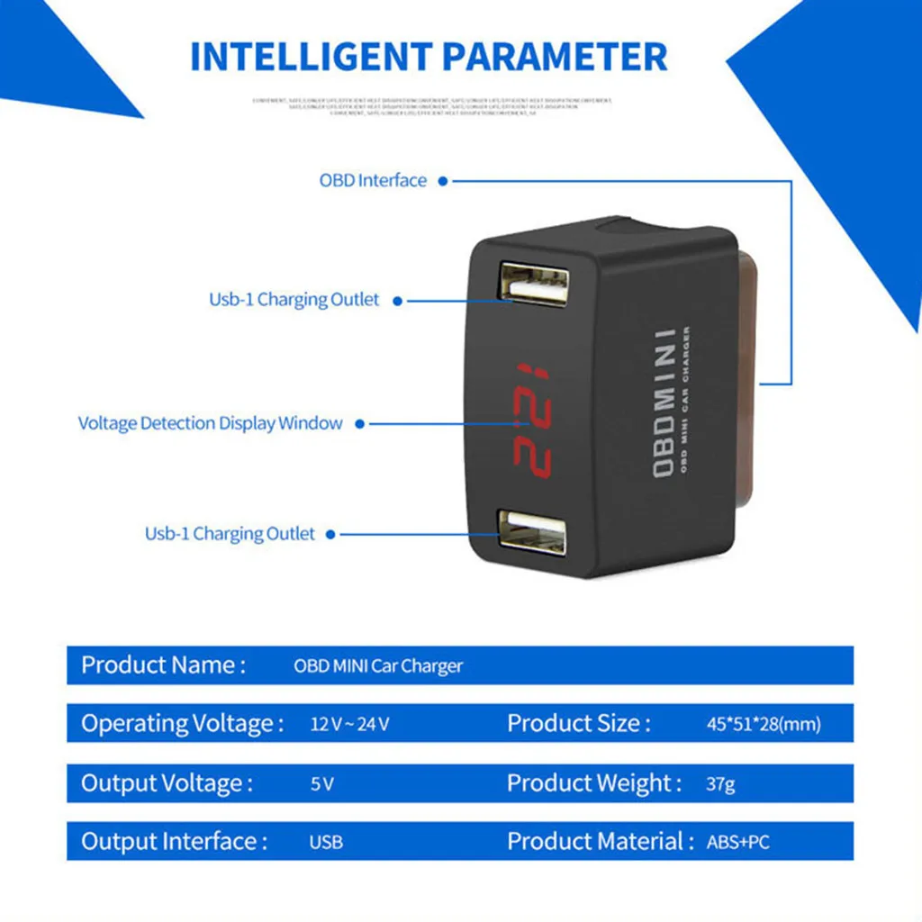 Быстрый Зарядное устройство для OBD для мини-автомобиль внедорожник 12/24V зарядка через usb 2 Порты Батарея защита питания для космической техники в машине# BA