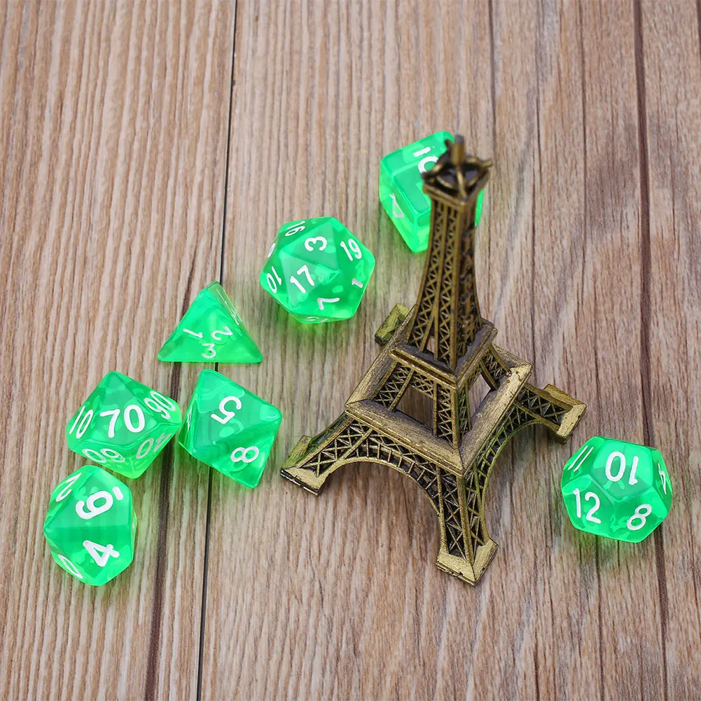 7Pcs Gem Transparent Dice RPG Games Party KTV For Families Friends Adults