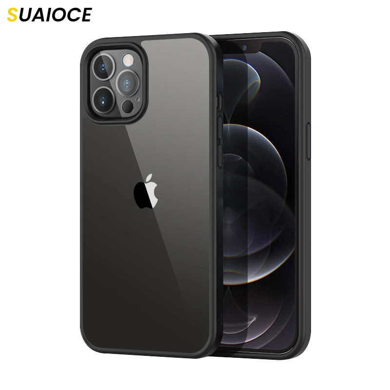 Оригинальный ударопрочный чехол SUAIOCE для iPhone 12 Pro Mini прозрачная задняя крышка Max