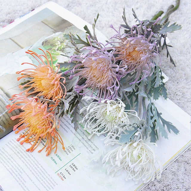 Artificial Flowers Short Branch Crab Claw 2 Fork Pincushion Christmas Garland Vase for Home Wedding Decoration Fake Planting 3