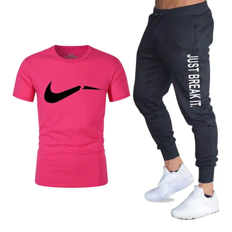 men'sBrand спортивной мужской костюм Бег футболка дамы спортивные костюмы+ летние туфли для бега трусцой фитнес-брюки спортивные - Цвет: Photo Color 11