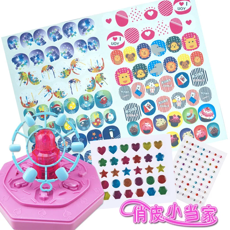 96pcs Children DIY Color Nail Sticker Set Beauty Pretend Toy Girls Handmade Reusable Nontoxic Nail Patch Stickers Birthday Gifts