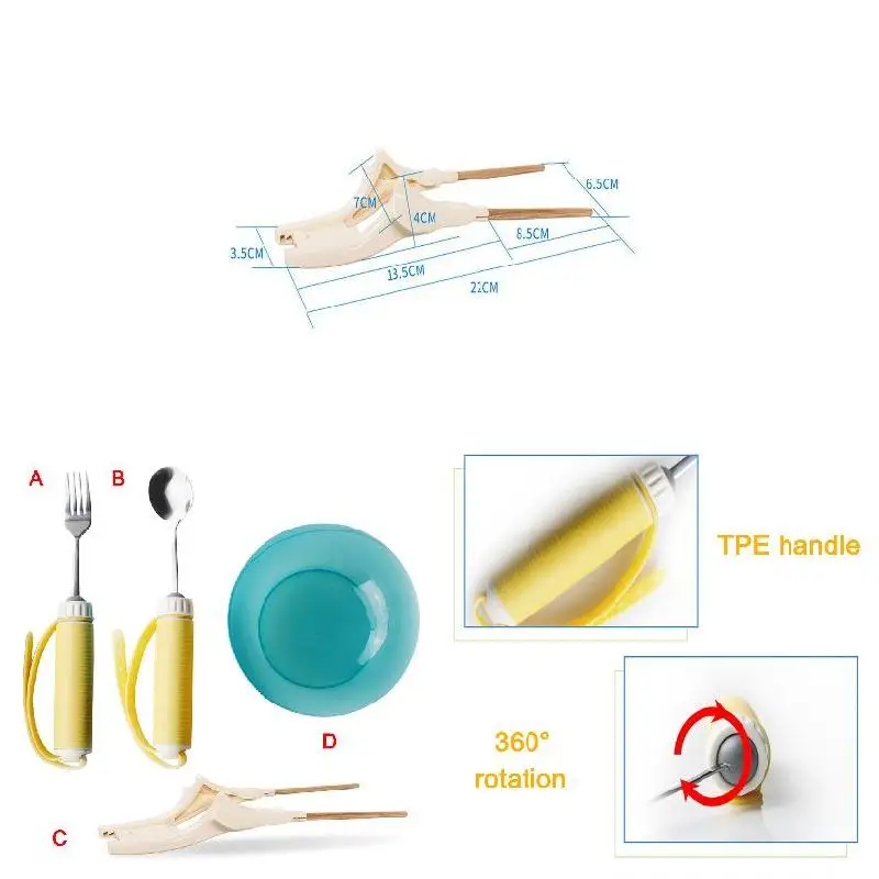 Hemiplegia Elderly Disabled Tableware Eat Food Fork Spoon Anti-shake Anti-splash Tableware Elderly Disabled Hand Disability