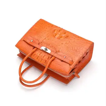 

YILUNXI Crocodile leather luxury women bag Elegant platinum handbag Women leather shoulder bag High quality orange crossbodybag