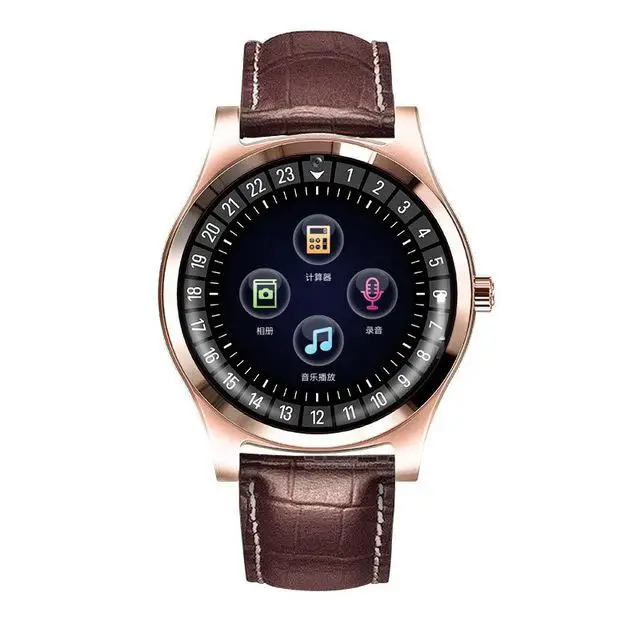 BEESCLOVER Смарт-часы R68 Bluetooth круглый экран Smartwatch мужские часы Поддержка SIM TF карты напоминание о звонке шагомер d35 - Цвет: Gold