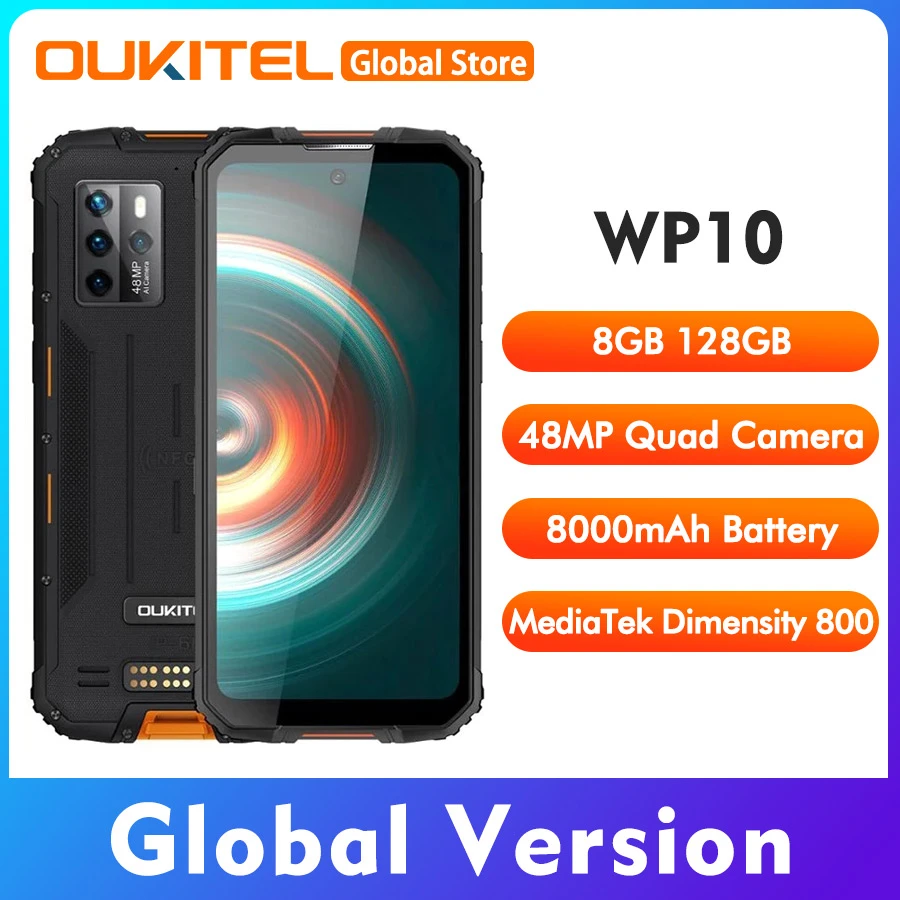 OUKITEL WP10 6.67‘’ FHD Android 10.0 Octa Core 8000mAh 48MP Quad Camera 8GB 128GB IP68 Rugged Mobile Phone