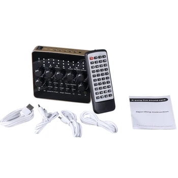 

Headset Adjustable Live Broadcast External 3D Singing Audio KTV Recording Microphone Sound Card Mixer USB Port Mobile Phone
