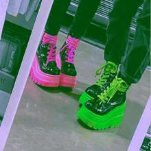 2021 New Autumn Women's Boots Thick-soled Lace-up Motorcycle Boots Round Toe Zipper Women's High-heeled Short Boots Casual Shoes