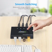 AIMOS AM-404K USB Printer Share Switcher 4 Porte Tastiera Del Mouse U Disk HDD USB Controller USB 4-Port Switcher per il mouse tastiera