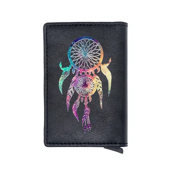 

Vintage Classic Dreamcatcher Printing RFID Blocking Men's Credit Card Holder Leather Bank Card Wallet Case Protection Purse