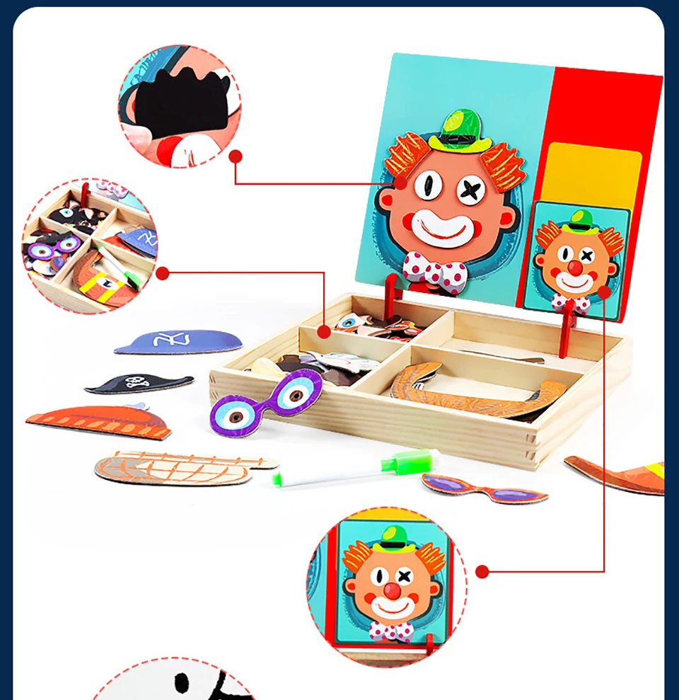 Wooden 3D Magnetic Jigsaw Puzzle Cartoon Animal Child Intelligence Development Toy 8 Styles Educational Toy Gift