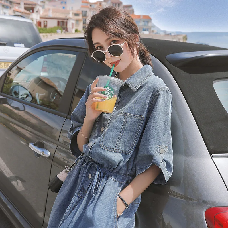 

Photo Shoot 2019 Summer New Style Computer Cable Lock Korean-style Waist Hugging Lace-up Slimming Short Western Style Dress Wome
