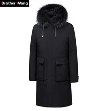 Зимняя новая мужская куртка-пуховик с меховым воротником, деловая мода, Толстая теплая длинная парка и пальто, Мужская брендовая одежда