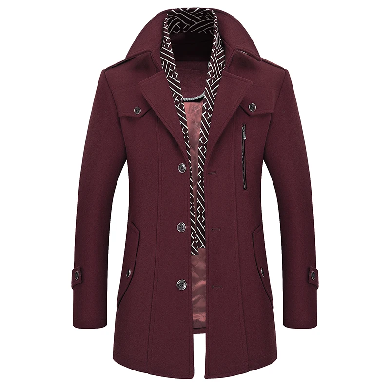 Seller Men's Coat Top Quality Wool Trench Coat Men Casual Streetwear Winter Wool Jacket Men Solid Long Overcoat Men Woolen Men's Jacket