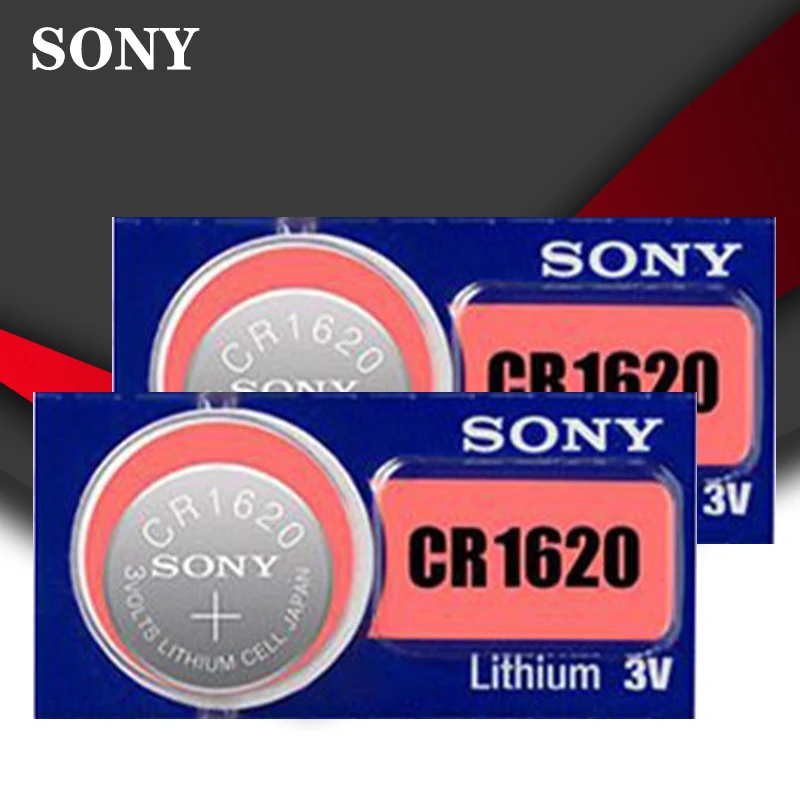 2pc Sony 100 Original CR1620 Button Cell Battery For Watch Car Remote