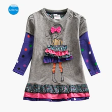 JUXINSU/Хлопковые платья в горошек с длинными рукавами для маленьких девочек модное осенне-зимнее Повседневное платье для маленьких девочек с героями мультфильмов