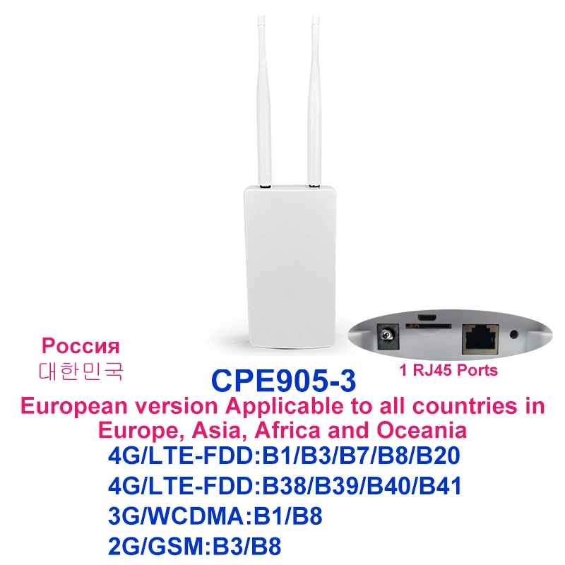 TIANJIE CPE905 Outerdoor Waterproof 150Mbps Smart 4G Router Home Hotspot RJ45 WAN LAN WIFI Coverage Modem External Antenna CPE 