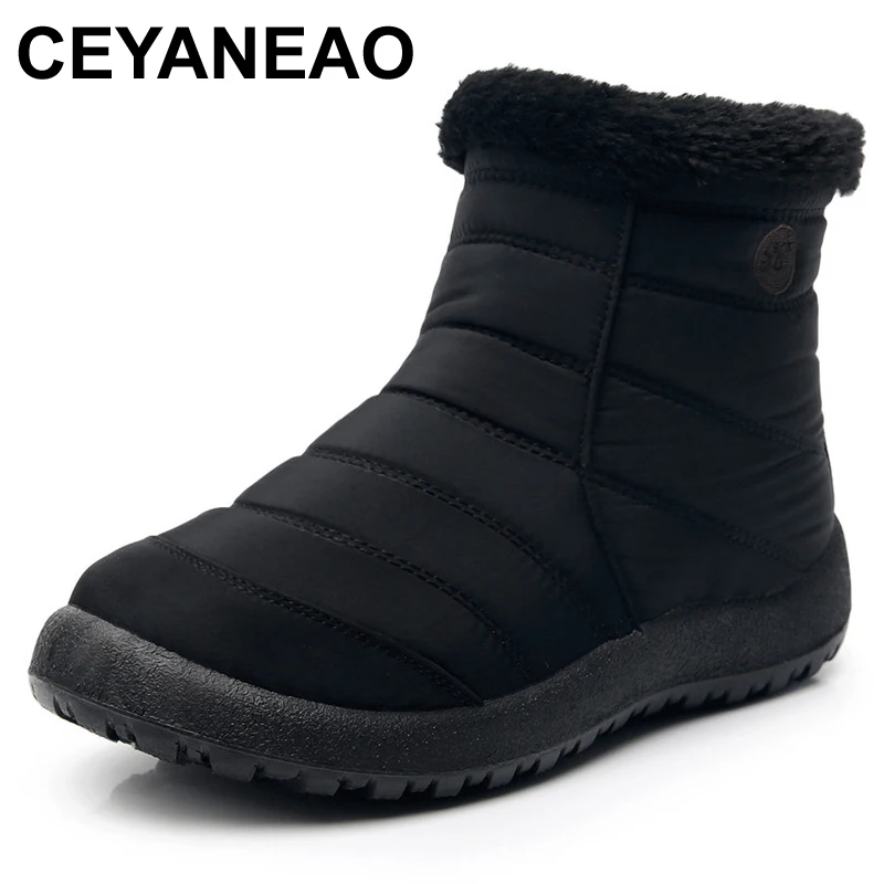 Snow-Boots Warm-Shoes Comfort CEYANEAO Women Winter Short Ankle Woman Casual Waterproof